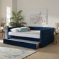 Larkin Daybed - Modern and Contemporary Navy Blue Velvet Fabric Upholstered with Trundle