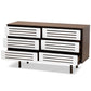 Meike Mid-Century Modern Dresser Two-Tone Walnut Brown and White 6-Drawer Storage Chest for Bedroom or Living Room