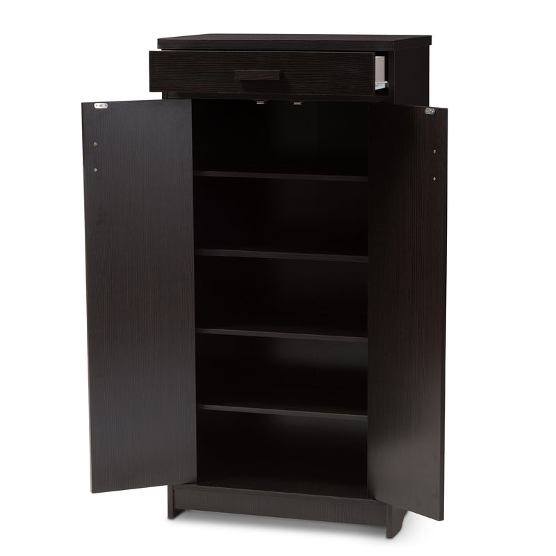 Bienna Shoe Cabinet - Modern Wenge Brown Storage Solution for Organizing Footwear