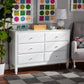 Naomi Classic Transitional 6-Drawer Bedroom Dresser in White Finished Wood for Stylish Storage and Organization