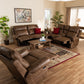 Buckley 3-Piece Reclining Living Room Set in Modern Light Brown Faux Leather Upholstery