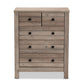 Derek 5-Drawer Chest Modern Rustic Oak Finished Wood Storage Solution for Bedroom or Living Room