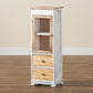 Dannah Storage Cabinet Classic Two-Tone Oak Brown and White Wood with 2 Drawers for Stylish Organization