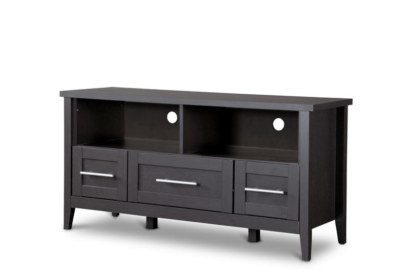 Espresso TV Stand with Three Drawers for Organized Entertainment Storage Solutions