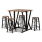 Richard Industrial Pub Set Rustic Walnut Finished Wood and Black Metal 5-Piece Dining Set with Extendable Tabletop for Modern Decor