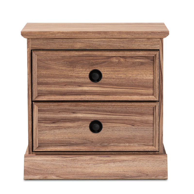 Ryker Nightstand Modern 2-Drawer Wood Design with Oak Finish for Bedroom Storage