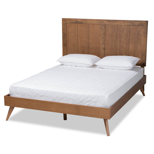 Amira Platform Bed - Mid-Century Modern Transitional Ash Walnut Finished Wood