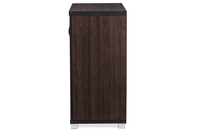 Zentra Sideboard Modern and Contemporary Dark Brown Storage Cabinet with Glass Doors