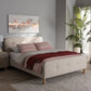 Samson Full Size Platform Bed Mid-Century Light Beige Fabric Upholstered Design for Stylish Bedroom Decor