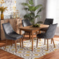 Gilmore Dining Set Modern Contemporary Grey Velvet Fabric Upholstered Walnut Brown Finished Wood 5-Piece