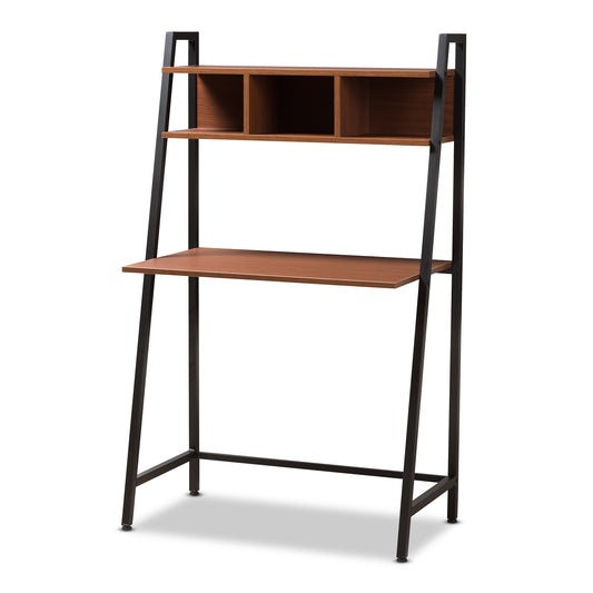 Ethan Rustic Industrial Style Desk Brown Wood and Metal Workstation for Home Office or Study