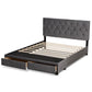 Caronia Platform Storage Bed - Modern and Contemporary Grey Velvet Fabric Upholstered with 2 Drawers