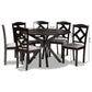 Carlin Dining Set Modern Transitional Grey Fabric Upholstered Dark Brown Finished Wood 7-Piece