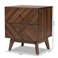 Hartman Mid-Century Modern Nightstand Walnut Brown Finished Wood with 2 Drawers for Stylish Bedroom Storage