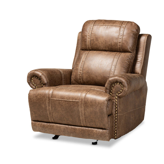 Buckley Recliner Modern Light Brown Faux Leather Upholstered Chair for Living Room Comfort and Style