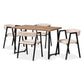 Delgado Dining Set Modern and Contemporary Beige Fabric Upholstered Black Metal 5-Piece