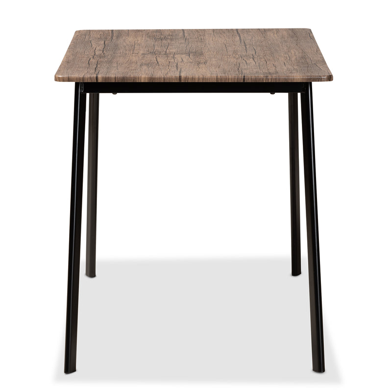 Calder Dining Table Mid-Century Modern Walnut Brown Wood with Black Metal Accents for Stylish Dining Spaces