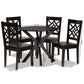 Miela Dining Set Modern and Contemporary Dark Brown Finished Wood 5-Piece