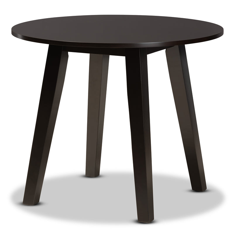 Maisie Dining Set - Modern 5-Piece Collection with Sand Fabric Upholstery and Dark Brown Finished Wood