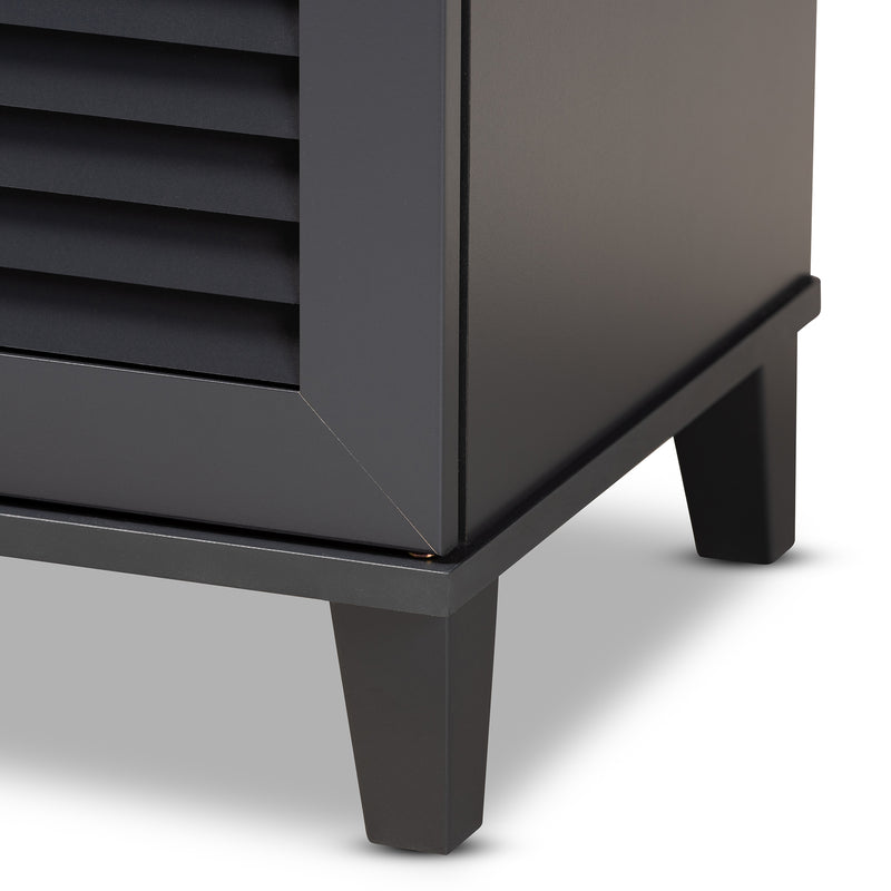 Coolidge Shoe Storage Cabinet Modern and Contemporary Dark Grey Finished 4-Shelf Wood