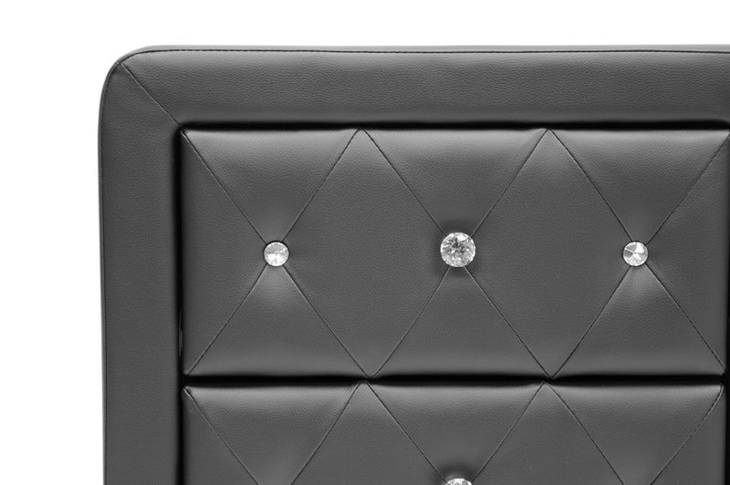 Stella Nightstand - Crystal Tufted Black Upholstered Modern Design