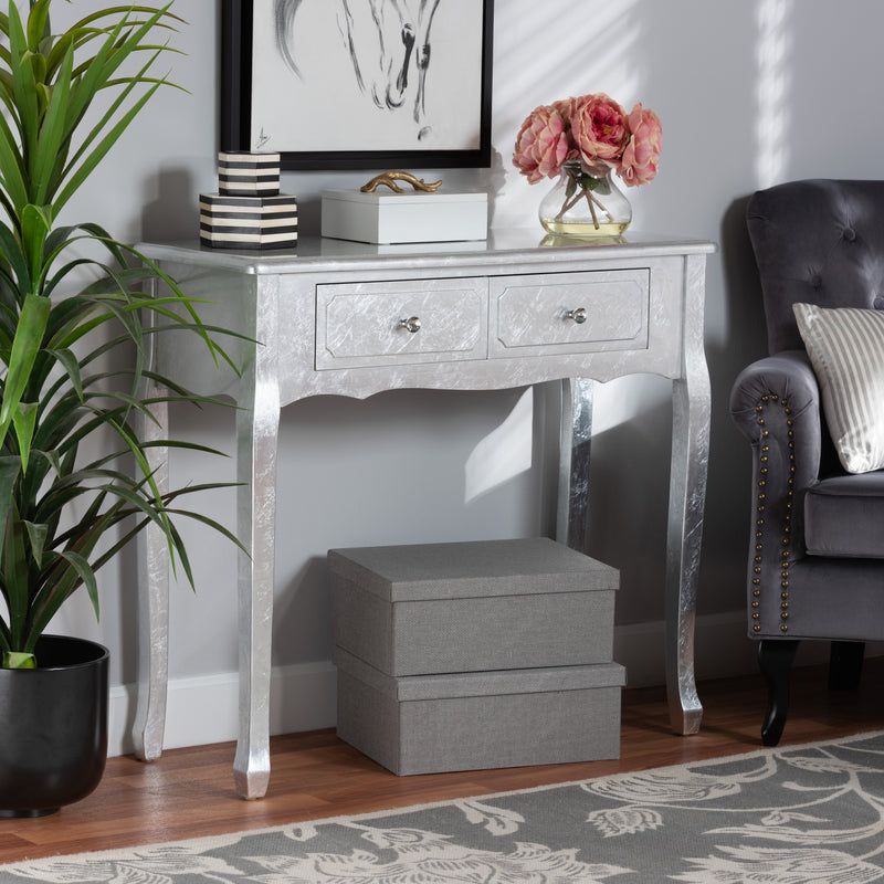 Newton Console Table Classic and Traditional Gold Finished Wood 2-Drawer