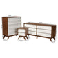 Hildon Mid-Century Modern 3-Piece Storage Set in Two-Tone White and Walnut Finished Wood for Stylish Organization and Décor