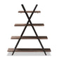 Fiera Industrial 4-Tier Display Shelf Rustic Walnut Wood and Black Metal Living Room Furniture for Stylish Home Decor