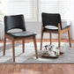 Afton Dining Chair Set Mid-Century Modern Beige Faux Leather Upholstered Walnut Brown Finished Wood 2-Piece