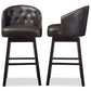 Avril Barstool Modern and Contemporary Black Faux Leather Tufted Swivel with Nail Head Trim Set of 2