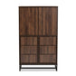 Neil Multipurpose Storage Cabinet in Modern Contemporary Design with Walnut Brown Wood and Black Metal Finish