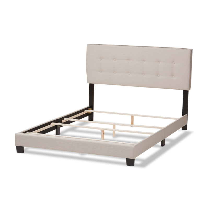 Audrey Bed - Modern and Contemporary Light Beige Fabric Upholstered