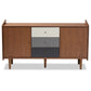 Halden Sideboard Mid-Century Modern 2-Door Buffet in Multicolor Walnut Brown and Grey Finished Wood for Dining Room Storage and Display