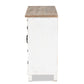 Faron Storage Cabinet Classic Farmhouse Style Two-Tone Distressed White and Oak Finish with 3 Drawers for Organized Storage