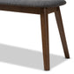 Easton Bench Mid-Century Modern Dark Grey Fabric Upholstered Walnut Finished Wood