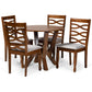 Ariane 5-Piece Dining Set in Modern Style with Grey Fabric Upholstery and Walnut Brown Wood Finish