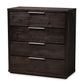 Titus Modern 4-Drawer Chest in Dark Brown Finished Wood for Stylish Bedroom Storage