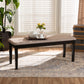 Teresa Dining Bench Modern Contemporary Transitional Grey Fabric Upholstered Dark Brown Finished Wood