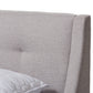 Louvain Platform Bed - Modern and Contemporary Greyish Beige Fabric Upholstered with Walnut Finish