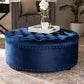 Iglehart Ottoman Modern and Contemporary Royal Blue Velvet Fabric Upholstered Tufted