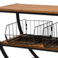 Frieda Console Cart Rustic Industrial Farmhouse Design with Walnut Brown Wood and Black Metal Accents