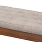 Alona Dining Bench Light Grey Fabric Upholstered Wood Mid-Century Modern