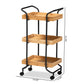 Baxter Mobile Kitchen Cart Modern 3-Tier Design with Oak Brown Wood and Black Metal Frame