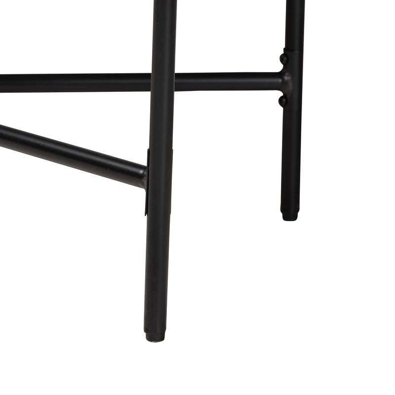 Savion Console Table Modern Industrial Design with Walnut Brown Wood and Black Metal Frame