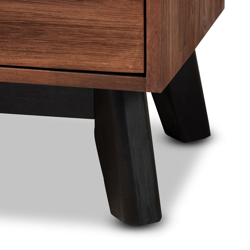 Calla Nightstand Modern 2-Drawer Wood Nightstand in Brown and Black Oak Finish, Stylish Bedroom Furniture for Storage and Organization