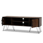 Corina TV Stand Mid-Century Modern Two-Tone Walnut and Black Wood Entertainment Center with Storage for Living Room