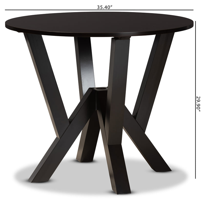 Irene Dining Table Modern and Contemporary Dark Brown Finished 35-Inch Wide Round Wood