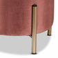 Thurman Ottoman Contemporary Glam and Luxe Pink Velvet Fabric Upholstered with Gold Finished Metal