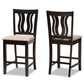 Fenton Counter Stool Set - Modern Transitional Design with Sand Fabric Upholstery and Dark Brown Wood, 2-Piece Set for Kitchen or Bar