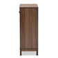 Nissa Shoe Storage Cabinet Modern Walnut Brown Finished Wood with 2 Doors for Organized Footwear Storage